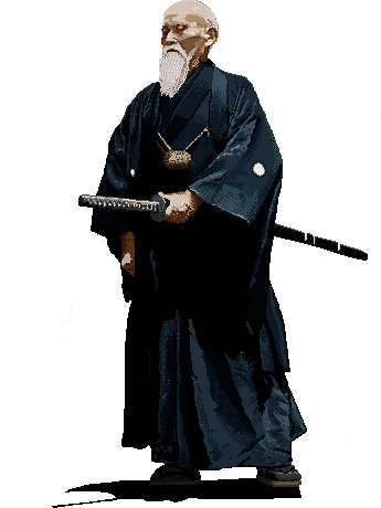 Pixel Art Portrait of the founder of Aikido, Morihei Ueshiba (1883 - 1969)